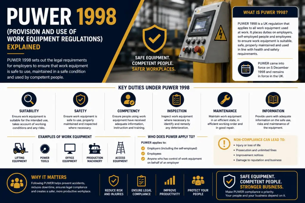 PUWER 1998 (Provision and Use of Work Equipment Regulations) Explained